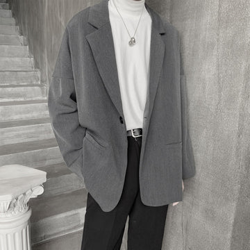 Wiaofellas Grey Black Blazer Men Fashion Social Mens Dress Jacket Korean Business Suit Jacket Mens Office Formal Blazer Solid Color S-XL